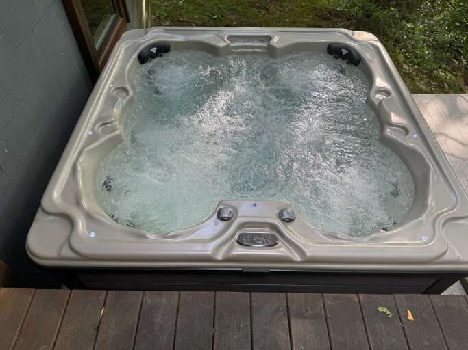 Outdoor Jacuzzi On Wooden Deck