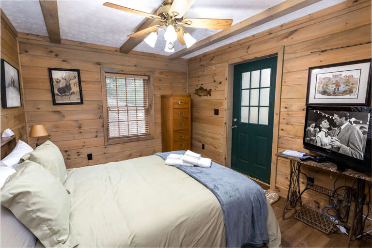 Second Lower Level Queen Room with TV and Access to Lower Deck