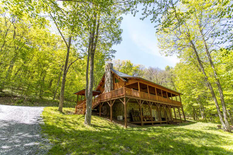 View of the Cabin from the Driveway Upon Approach