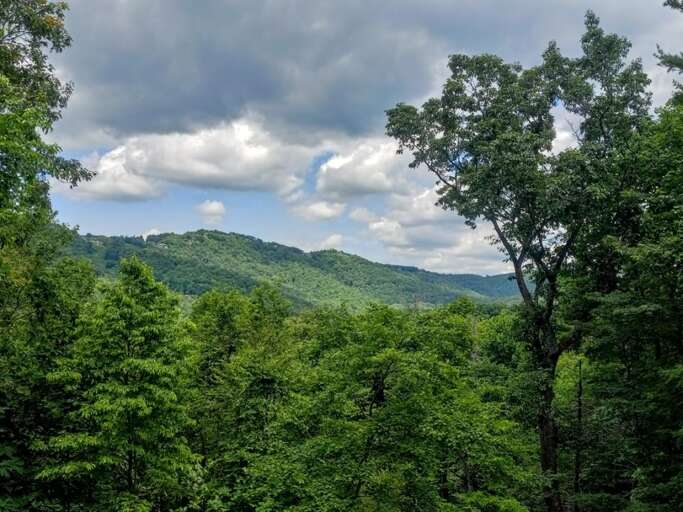 Drone View of the Mountains From Chimney Island