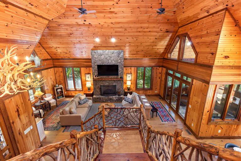 Looking at the Great Room from the Upstairs Landing