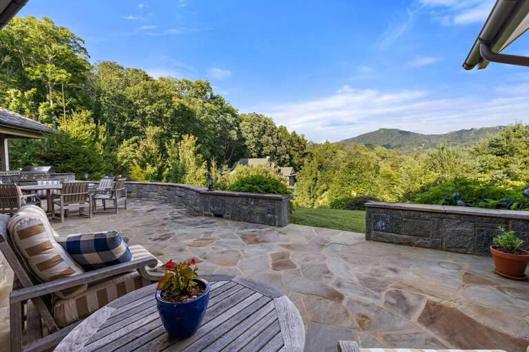 Huge Stone Patio Overlooking Mountain Views