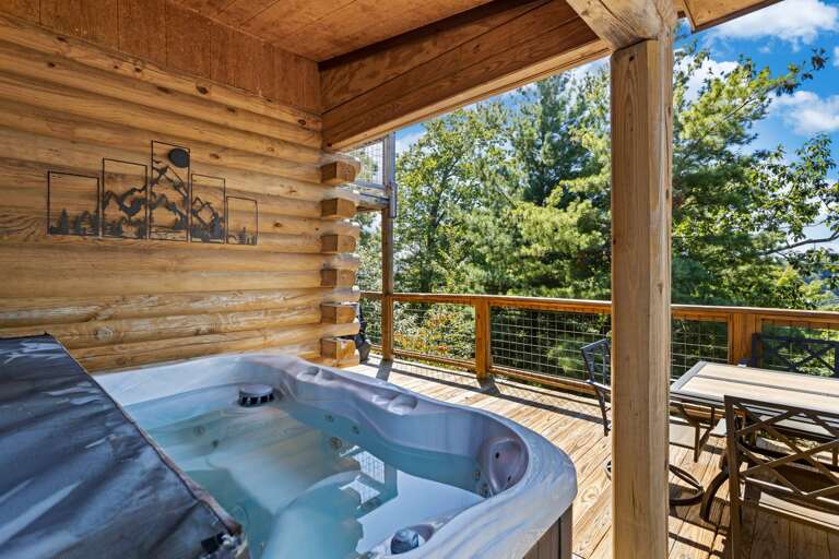 Hot Tub on a Covered Portion of the Wrap Around Deck