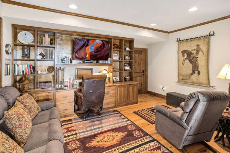 Lower Level Den with TV and Office Work Desk