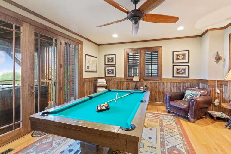 Lower Level Pool Table and Hot Tub Deck