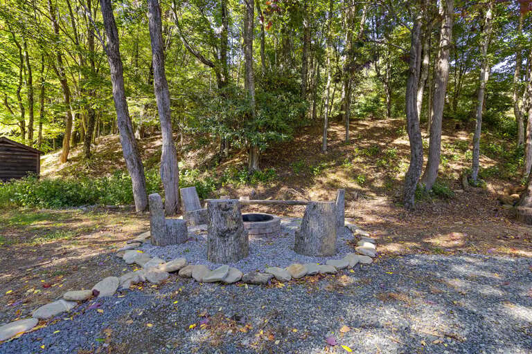 Fire Pit with Custom Log Chairs