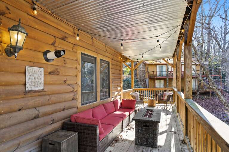 Gas Fire Table on the Lower Level Deck