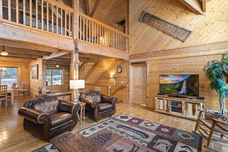 Great Room with TV and Loft Above