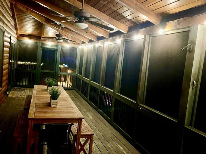 Lights in screened porch at night Lights in screened porch at night