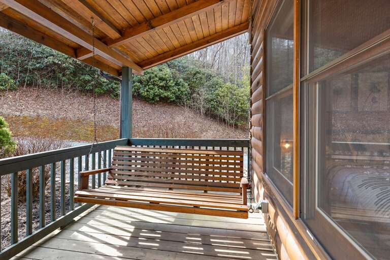 Porch Swing on the Covered Deck Outside of the Master Bedroom Porch Swing on the Covered Deck Outside of the Master Bedroom