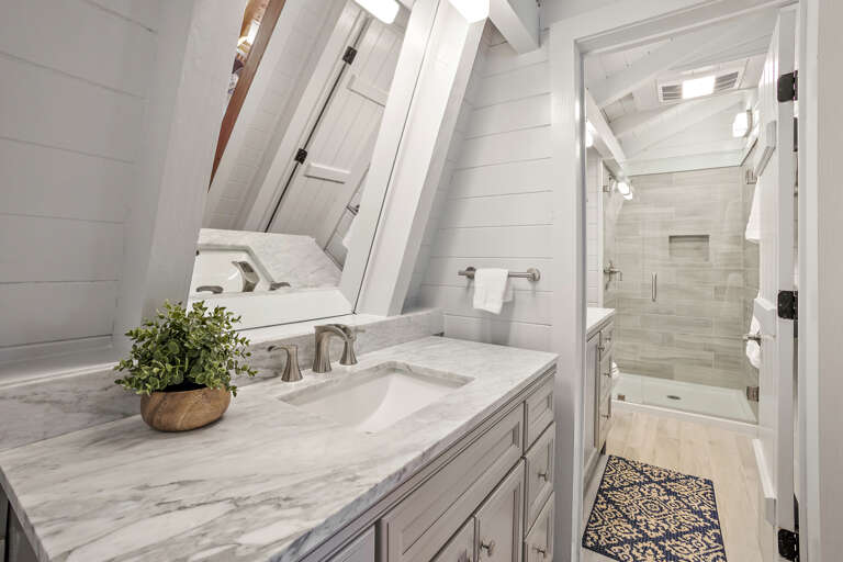 Double Vanities in Bathroom Separated by Door if Desired