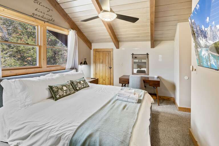 TV, Vanity and Private Bathroom in the Upstairs Bedroom TV, Vanity and Private Bathroom in the Upstairs Bedroom