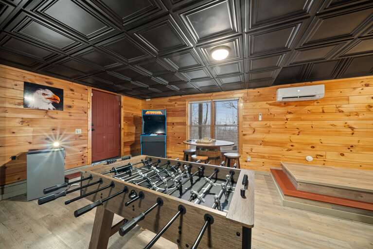 Foosball and Mini Fridge in the Game Room