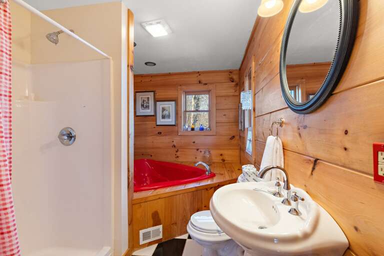 Master Bathroom with Heart-Shaped Jetted Tub and Separate Shower