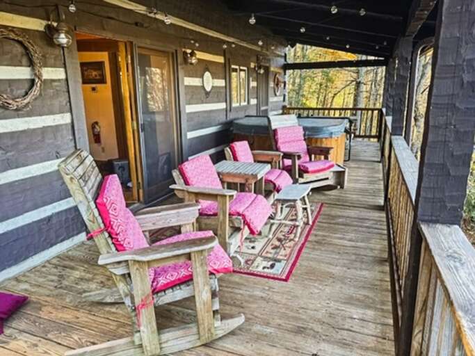 Porch with Rocking Chairs and Hot Tub