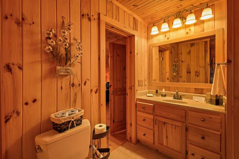 Upper Floor Ensuite Bathroom has a Tub and Shower Combo