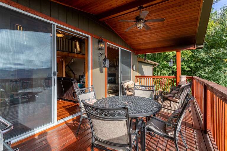 Main Level Outdoor Covered Deck with Seating