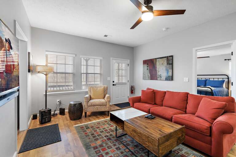 Lower Level Family Room with a Queen Size Sleeper Sofa