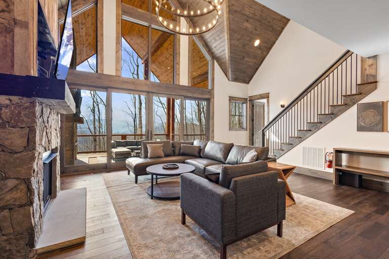 Wall of Windows in the Living Room with Long Views Wall of Windows in the Living Room with Long Views