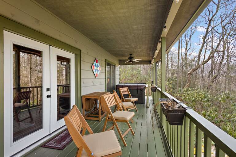 Take in the Scenery from the Back Deck Seating and Hot Tub