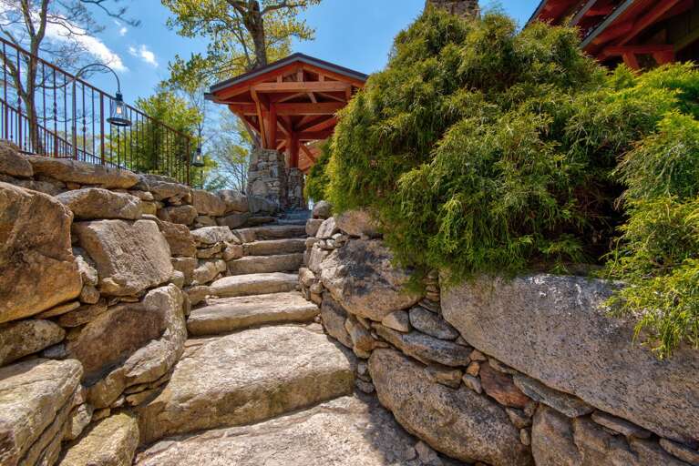 Stone Stairway Leading to the Main Level