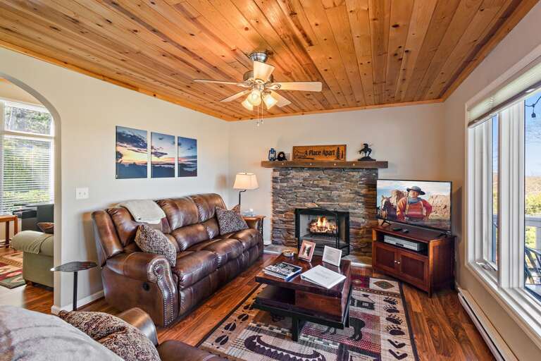 Living Room with Gas Fireplace and TV