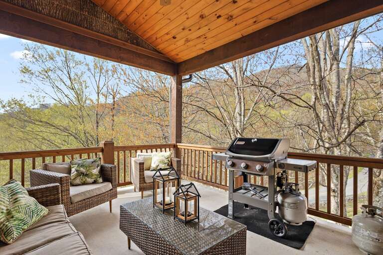 Gas Grill on the Covered Deck off the Kitchen