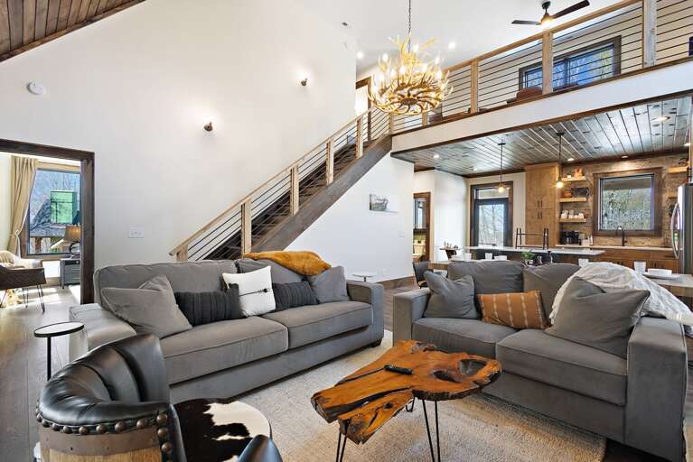 Comfortable and Luxurious Living Room with Loft Above