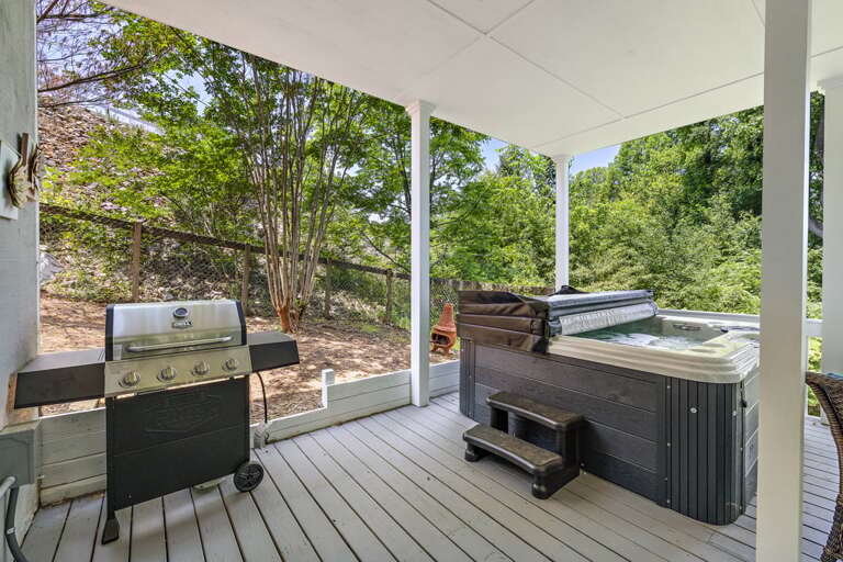 Gas Grill and Hot Tub on the Covered Deck