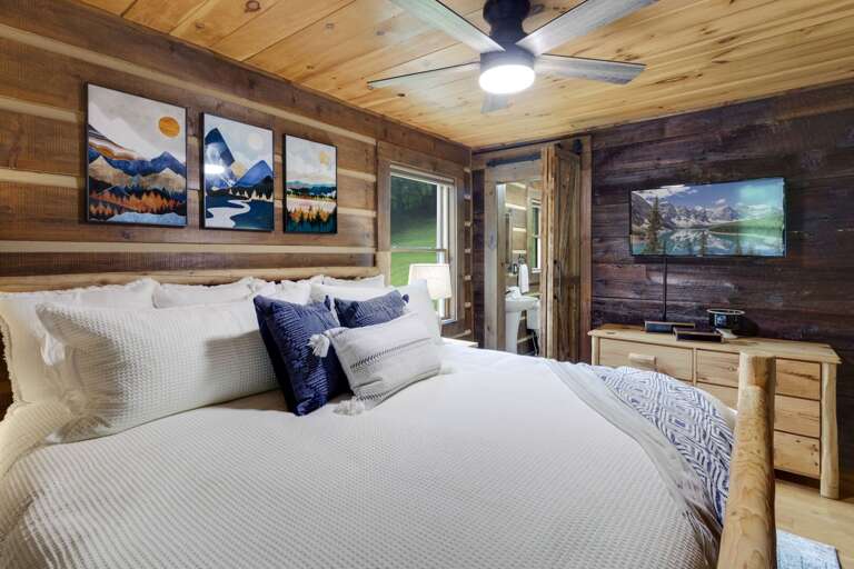 Main Floor King Bedroom with TV and Ensuite Bathroom