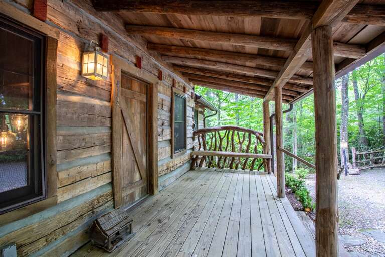 Covered Front Porch with Bench Seating