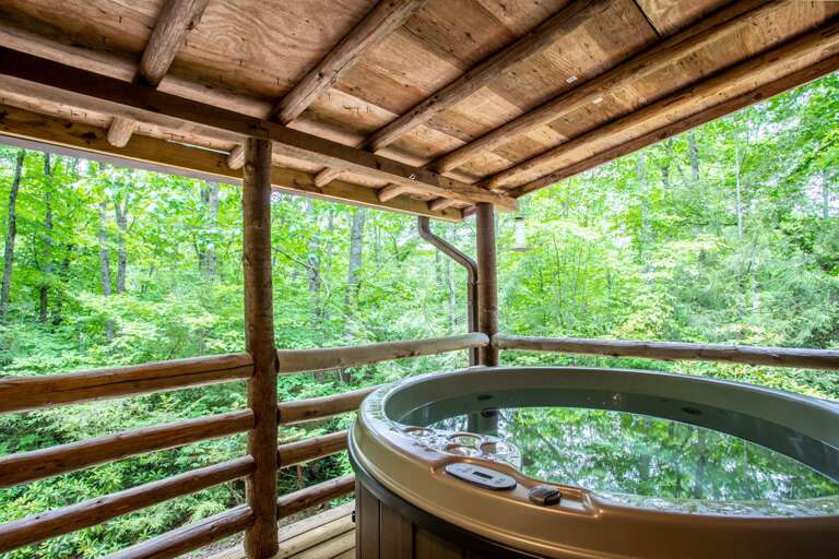 Peaceful Wood Setting From the Hot Tub on the Covered Back Deck