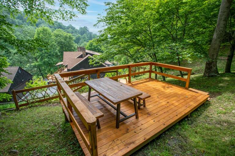 Platform with Picnic Table Above the Cabin