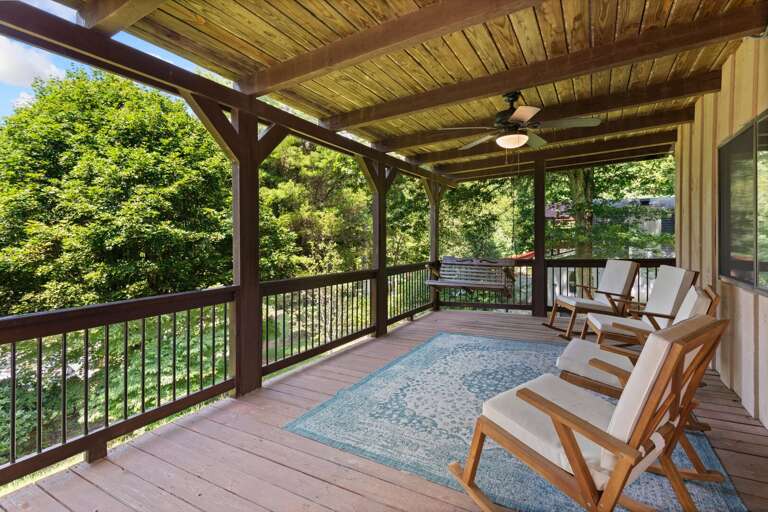 Porch Swing and Rockers on the Main Level Deck