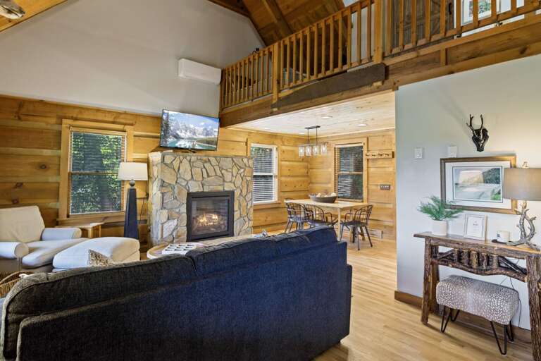 Main Level Living Room, Dining Room, and Loft Above Main Level Living Room, Dining Room, and Loft Above