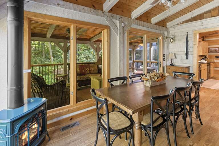 Dining Room Seats Eight with Attached Screened in Porch