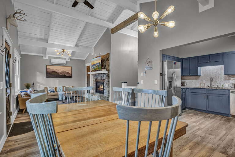 Main Level Living Area with Kitchen and Dining Table