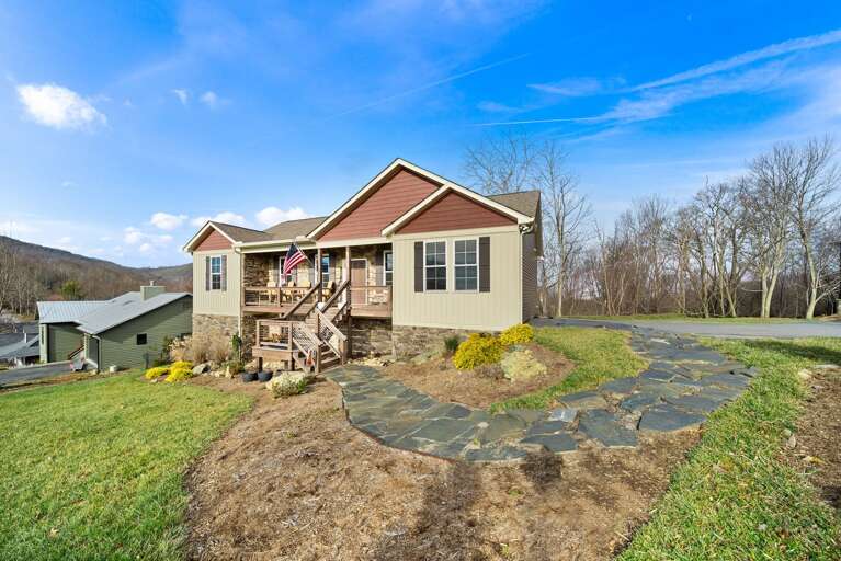 Alpine Retreat with Flagstone Pathway