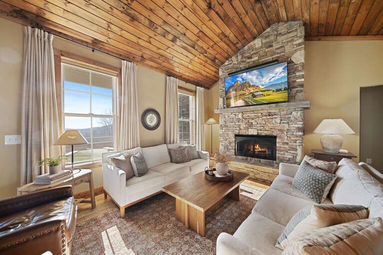 Living Room with Gas Fireplace and Smart TV