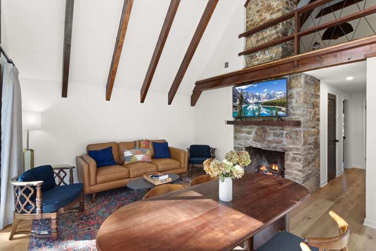 Open Floor Plan with Vaulted Ceilings with Exposed Beams Open Floor Plan with Vaulted Ceilings with Exposed Beams