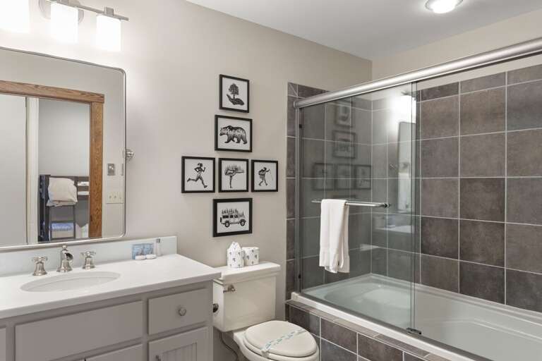 Private Ensuite in Bedroom with King Bed and Twin Bunk Beds