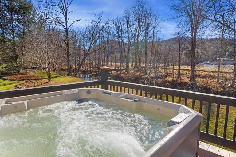 Hot Tub on the Open Deck Overlooking the River