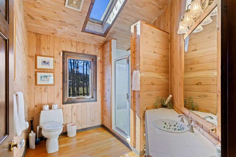 Upper Level Bathroom with Shower, Skylight and Large Vanity
