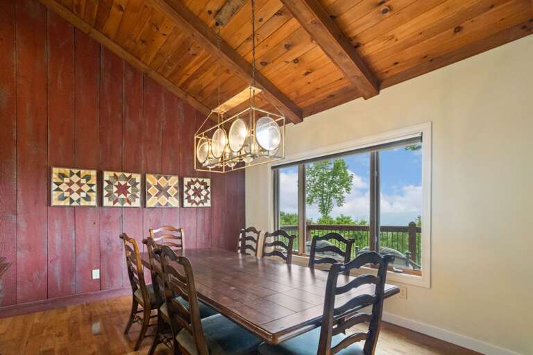 Dining Room has a Mountain View Dining Room has a Mountain View