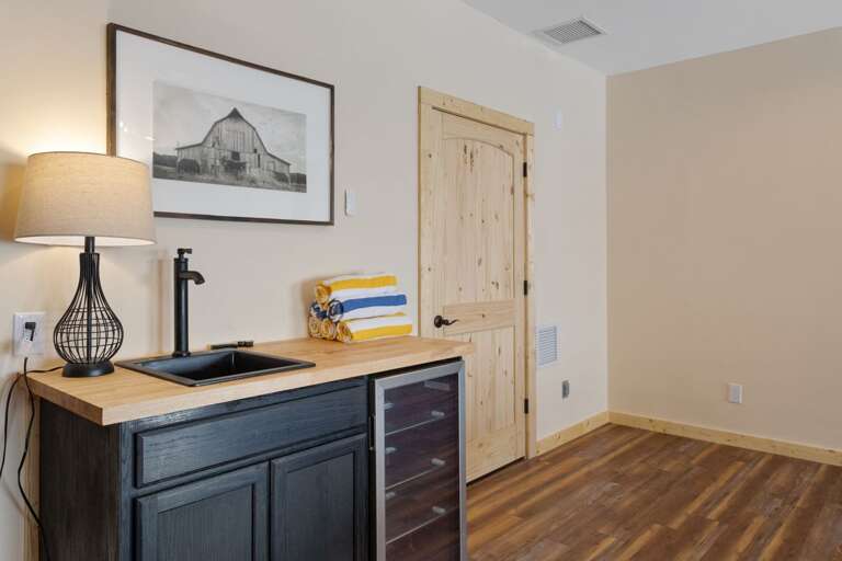 Beverage Fridge and Sink in the Lower Level Family Room