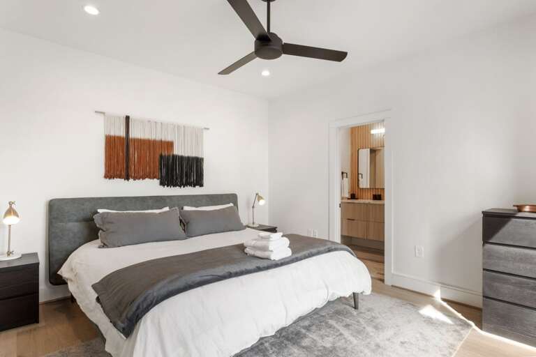 King Bedroom with Private Ensuite and Access to the Back Deck and Hot Tub