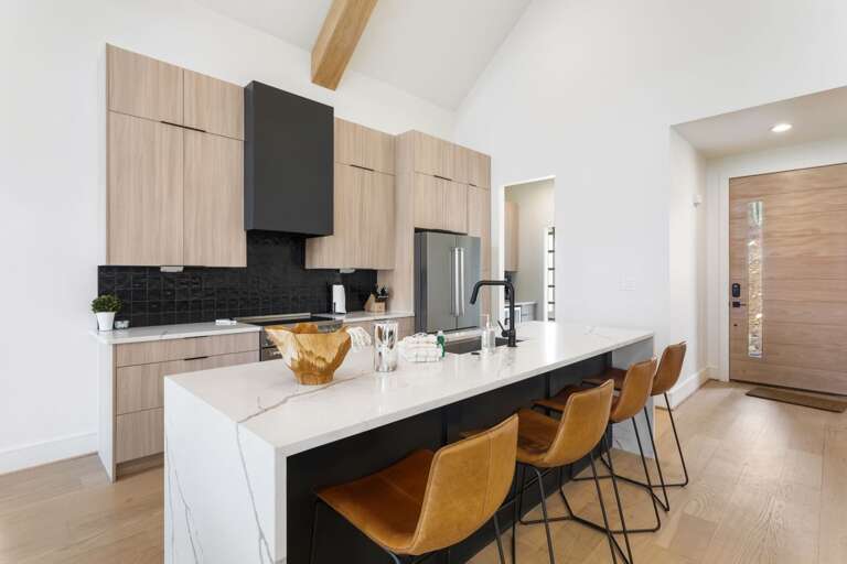 Quartz Waterfall Island with Seating for Four