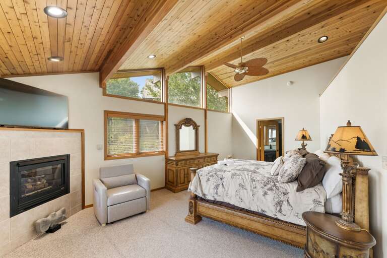 Gas Fireplace and TV in the Master Bedroom
