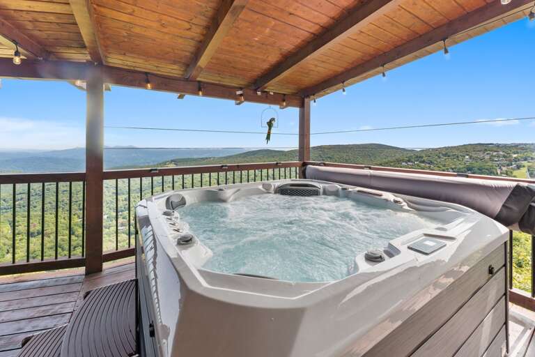 Hot Tub on the Deck with Accent Lighting and Views