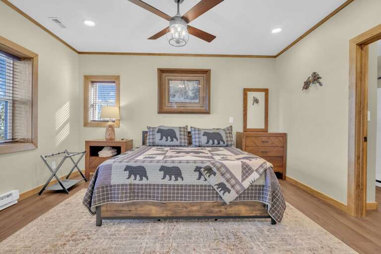 King Bedroom on Lower Level with Ensuite Bathroom